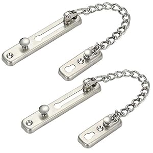 Jixista 2 stks RVS Slide Bout Deurketting Latch Poort Latch Deur Beveiliging Ketting Deurslot met Anti Diefstal Ketting…