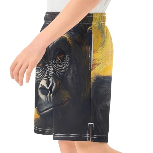 Boys' Shorts with Pockets-Gorilla Thinking, Kid's Athletic Shorts for Sport Home XS4