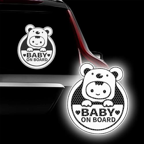 Image of Leniutor Baby On Board Sticker for Cars, Cute Koala High Intensity Reflective Waterproof Vinyl Car Decal Kids in Car Safety Sign for Car Window Bumper 6"x7" (Sticker-White)