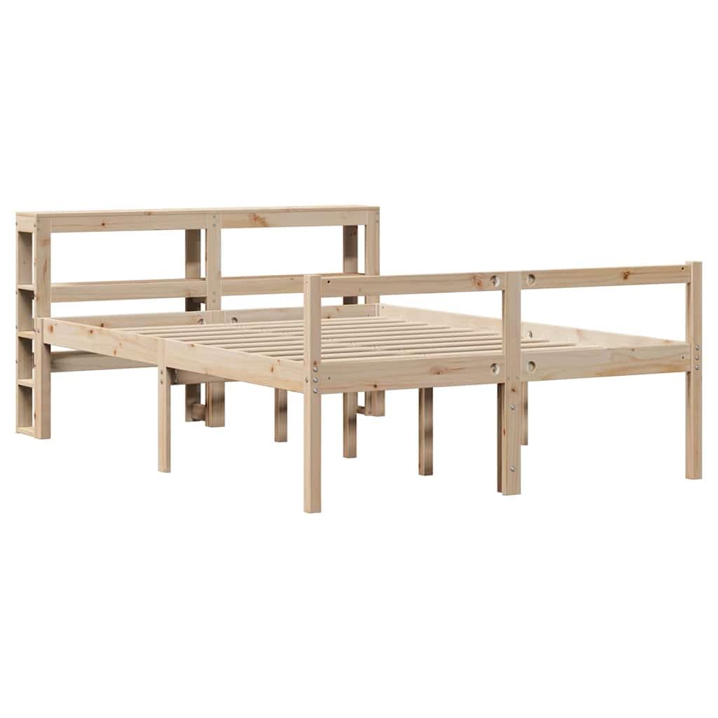 Massives Kiefernholz Seniorengerechte Einstiegshöhe Bettgestell Braun | Seniorenbett Massivholz Kiefer mit Kopfteil und Fußteil ohne Matratze 160x200 cm, 44 cm Einstiegshöhe, Komforthöhe mit
