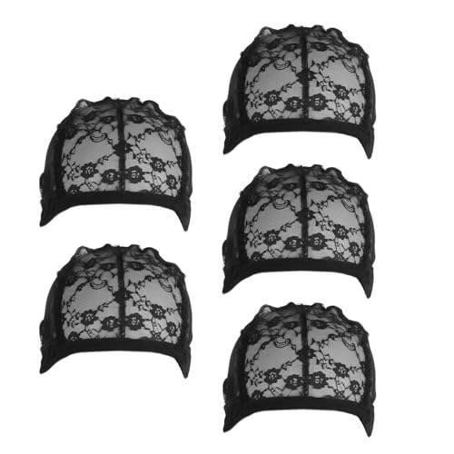 5PCSLACE WIGS CAPS CAPS With Elastic Straps And Floral Desors For Secure And Stureable Wigs Creation Strendeable Lightweight Wig