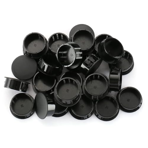 Image of Baomain 200-Pack Plastic Hole Plugs Black 1 inch (25mm) Locking Hole Plugs HP-25 Snap-in Panel Covers for Furniture, Cabinets & Automotive