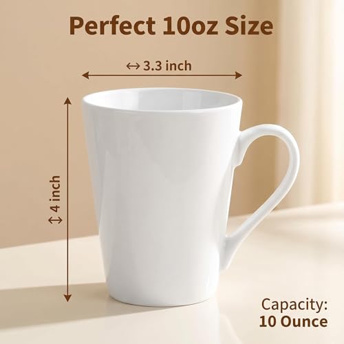 Set de 6 tazas de porcelana 10 onzas color blanco marfil miniatura 3