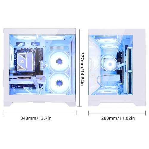 Image of Gaming PC Desktop, AMD Ryzen 5 5500 6-Core 3.6GHz, RX 6500 XT 4GB, 16GB DDR4 RAM, 1TB NVMe SSD, Software-Controlled Lighting, Windows 11, Prebuilt Gaming Computer for 1080p Gaming & Streaming, White