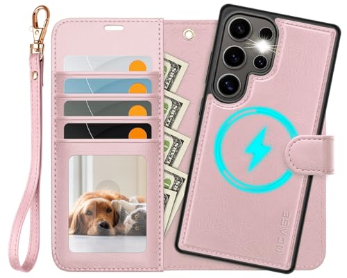 OCASE for Samsung Galaxy S25 Ultra Detachable Wallet Case with Card Holder, [2 in 1] PU Leather Flip Folio Case with RFID Blocking Stand Wrist Strap Shockproof Phone Cover 2025, Pink by OCASE - Used condition - US$8.48