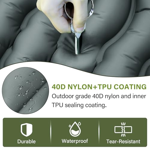 Image of FUN PAC Camping Sleeping Pad, Ultralight Camping Mat with Pillow Built-in Foot Pump Inflatable Sleeping Pads Compact for Camping Backpacking Hiking Traveling - Gray