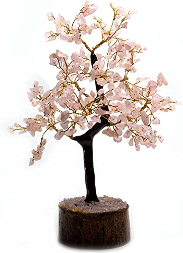 Wonder Care WC Rose Quartz Crystal Tree for Positive Energy Home Decorations and Healing with M-Seal & Golden Wire