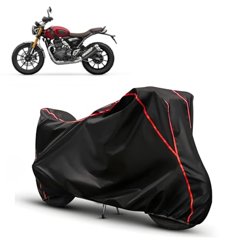 Image of Water Resistant Bike Cover for Triumph Scrambler 400 X | All Weather, UV Heat Resistant, Dustproof, Triple Stitched, Windproof Elastic Bottom