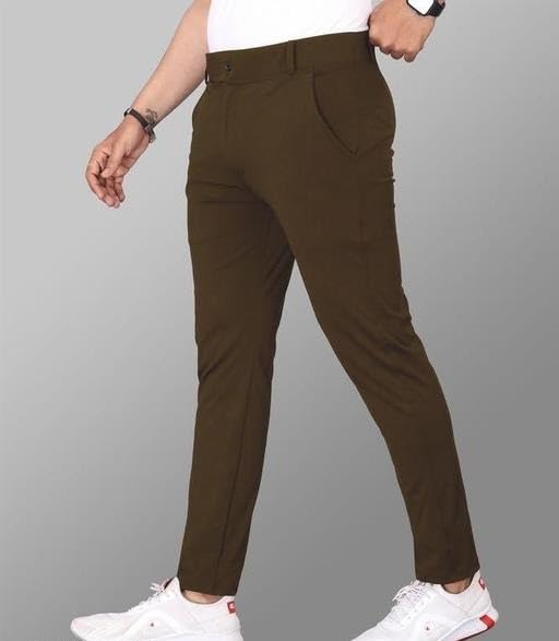 Image of Men's Regular Fit Formal Stretchable Trousers with Expandable Waist - Skin Friendly Lightweight Daily Use