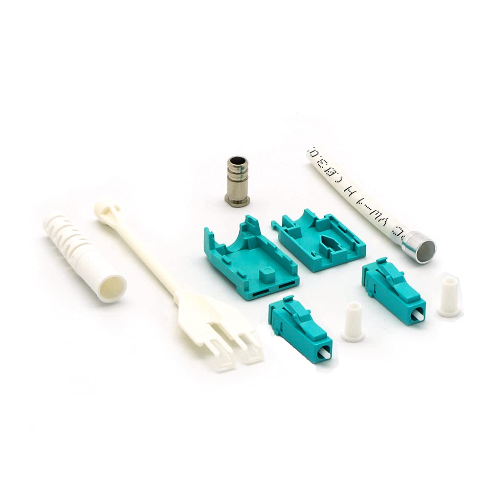 MarginMart LC/UPC OM3 Multimode Duplex Uniboot Pull Push Tab Connector 3.0mm Aqua-White (10pack)