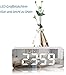 JSTH Digital Alarm Clock, Bedside Clocks with Snooze Time Temperature Mirror Surface Function LED Clock for Office USB Powered & Battery Backup Powered(White)