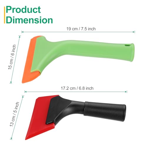 Image of uxcell Small Silicone Shower Squeegee for Glass Doors, 6 inch Bath Squeegee with 5 inch Small Rubber Window Shower Squeegee for Bathroom Window Mirror, Green /Orange, Black /Red
