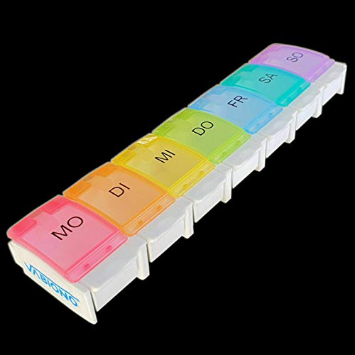 VABIONO® Pillendose Pillenbox Tablettenbox Medikamentenbox DESIGN Tablettendose Wochendosierer Woche 7 Tage Cover