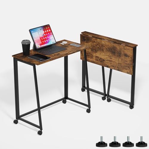 La mejor comparación de Mesa Plegable de Madera Walmart - solo los mejores. 39 COKOS Escritorio Plegable con Ruedas, para Oficina o Hogar Marrón