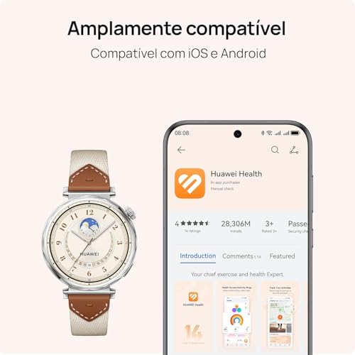 SmartWatch, HUAWEI WATCH GT 5 41mm, Nova experiência de corrida e ciclismo, Sharp-Edged Design, Até