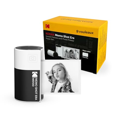Kodak Memo Shot Era Cadeau Noel - Appareil Photo numérique instantané & Imprimante Photo, Blanc (Appareil Photo avec 1 Rouleau de Rouleau de Papier Photo...