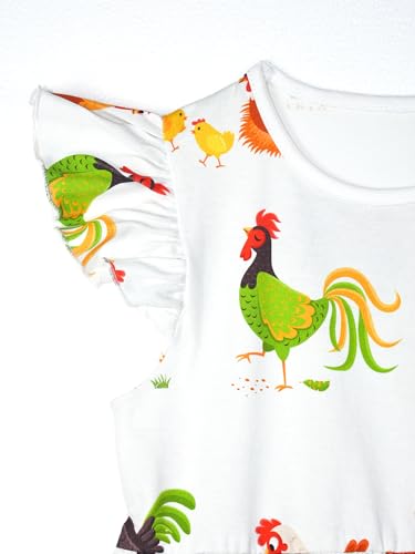 Image of HILEELANG Little Girl Short Sleeve Dress Easter Cotton Casual Applique Tunic Shirt Dresses
