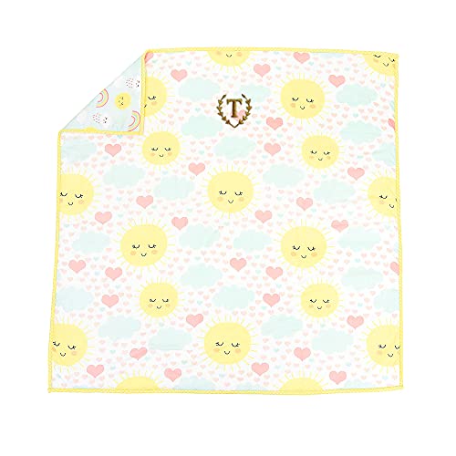 Image of Baby Jalebi Personalized Reversible Soft Organic Cotton Baby Blanket (Sunshine, Initials inchT inch)