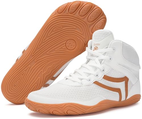 Image of Sisttke Mens Wrestling Shoes Boxing Shoe | Wide Zero Drop Sole, Mid Top,Weightlifting,Powerlifting,Bodybuilding,Fitness,Lightweight,for Competition & Training