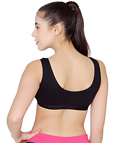 Image of BODYCARE Women's Cotton & Spandex Non-Padded Non-Wired Sports Bra (Pack of 2)