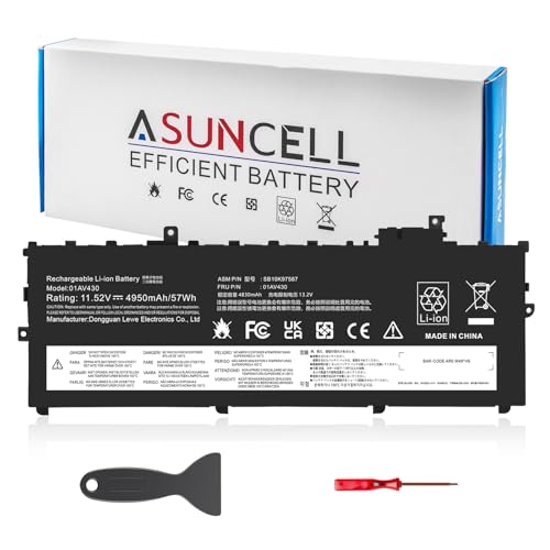 Image of ASUNCELL 01AV430 SB10K97587 Battery Replacement for Lenovo ThinkPad X1 Carbon 5th Gen 2017 6th Gen ThinkPad X1 Carbon 2017 /2018 Series 01AV429 SB10K97586 01AV431 SB10K97588 01AV494 SB10K97586