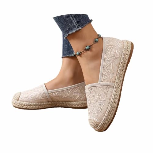 Zapatillas de mujer de encaje transparente suela de plataforma gruesa mocasines mujer transpirable zapatos cómodos para salidas verano ocio, Z blanco, 39 EU
