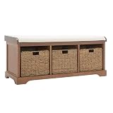Safavieh American Homes Collection Lonan Grey and White Wicker Storage Bench