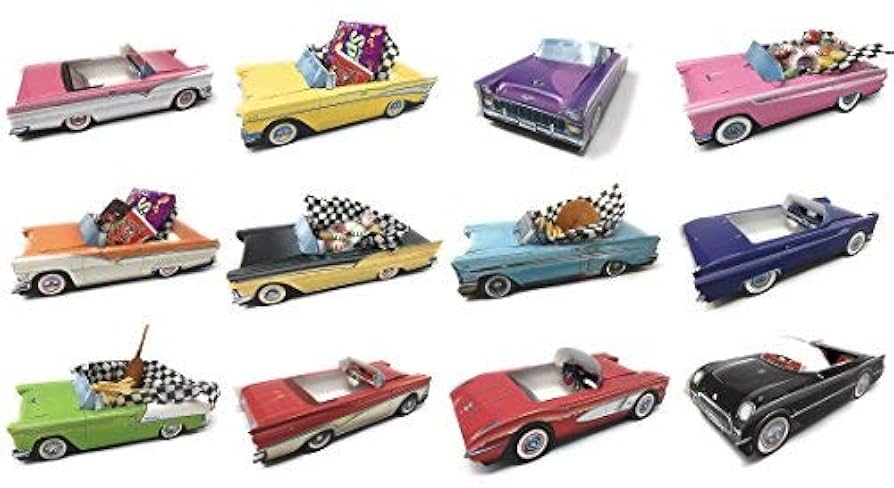 飾り台ミニチュアカーThe Classic Cars of the 50's Amazon.com: 12 Classic Car Party Food Boxes with Wax Paper