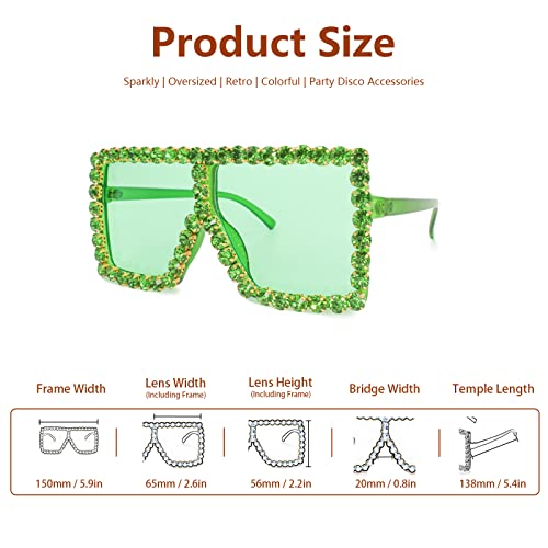 Oversized Trendy Bling Crystal Sunglasses for Men Women Party Favors Rhinestone Rectangle Glasses3