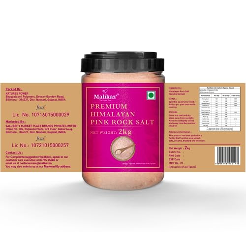 Image of Malikaz' The Royale Taste Premium Himalayan Pink Rock Salt Powder - 2 Kg Jar (Pack of 2)