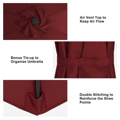 Image of MASTERCANOPY Patio Umbrella 11 ft Replacement Canopy for 8 Ribs-Burgundy Canopy Only