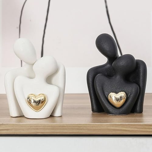 Décoration maison statue couple en céramique design épuré pour buffet