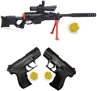 Mb Set of 3 Hand Gun Pro (Pack of 3) Safe & Long Range Shooting Toy Gun with BB Bullets for Kids to Play