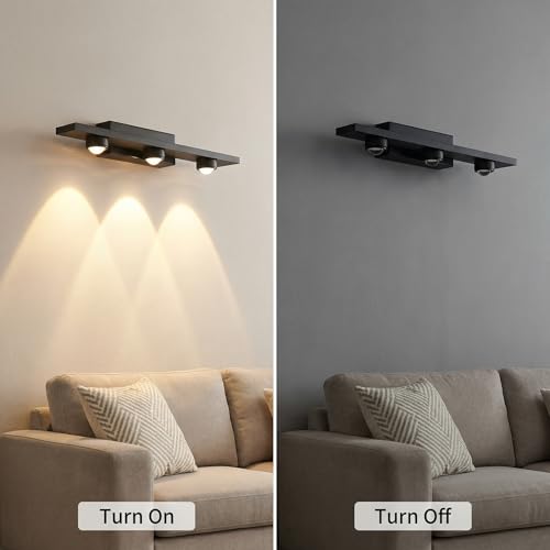 Image of Modern Mirror Light with 3 LED Heads | 3 Color LED Wall Light for Bathroom & Living Room | Metal Wall Mount Vanity Light Fixture for Home Decoration | Indoor Use Only