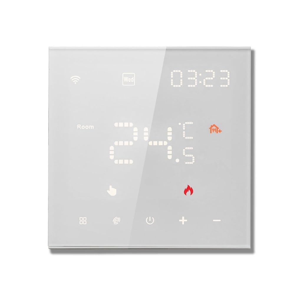Thermostat de chauffage par le sol WiFi Tuya à écran couleur LED blanc