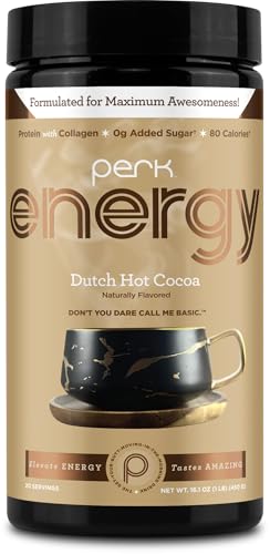 Perk Energy Original Dutch Hot Cocoa (20 Servings) - Gluten Free and Soy Free
