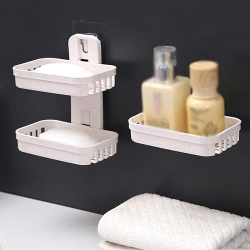 Porte-shampoing solide mural et support douche double compartiment amovible - 7