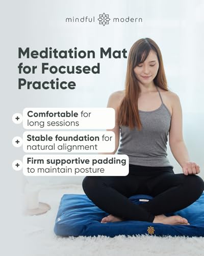 Image of Mindful & Modern Zabuton Meditation Mat - Cotton Filled Yoga and Meditation Pad - Zabuton Meditation Cushion for Kneeling and Sitting Support - Large Rectangular Sitting Floor Pillow for Bench or Zafu