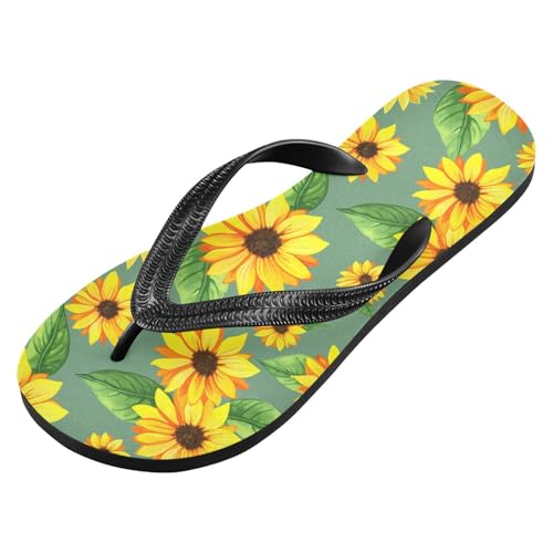 Sunflower Leaves Green Flip Flops for Beach Thong Sandals Anti-slip Lightweight Shower Shoes for Travel Summer Outdoor2