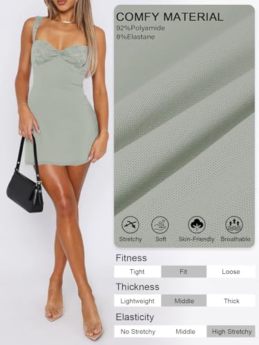 Image of Women's Summer Mini Dresses Sleeveless Sexy Square Neck Lace Splicing Cocktail Party Straps Bodycon Dress