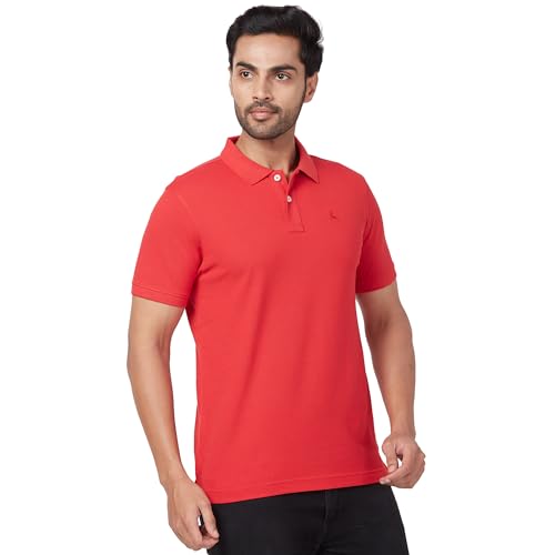 Image of Parx Men Regular Fit Solid Pattern Cotton Polyester Blend Half Sleeve Polo Neck Casual T-Shirt