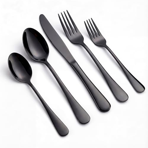 LIANYU 20-Piece Black Silverware