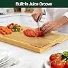 Zeawec 3-Piece Set Bamboo Cutting Board for Kitchen - Crack-Resistant Wood Chopping Boards with Deep Juice Grooves, Pre-Oiled Butcher Block for Meat, Vegetables & Cheese, Natural #3