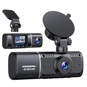 Volam Dashcam Auto Vorne Innen, 4K +1080p Dual Dash Cam mit Akku Parküberwachung, 1,5-Zoll-IPS-Bildschirm Mini-Autokamera mit IR-Nachtsicht, G-Sensor, Weitwinkel