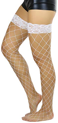 Image of ToBeInStyle Women's Vibrant Large Net Fishnet Thigh High Elastic Nylon Novelty Stockings