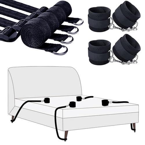BDSM Sex Bondage Bed Restraints Kits Sexual Couple Spouse Sex Toys Bondage Gear Kit Suit with Soft Wrist Ankle Hand Cuffs Straps Adult Sex Toys Sex Games Bondage Gear & Accessories for Women Couples