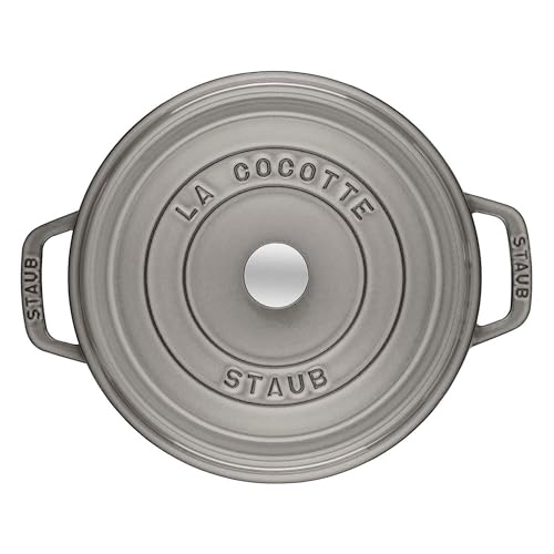 Image of Staub Cast Iron 0.75-qt Round Cocotte - Graphite Grey, Made in France