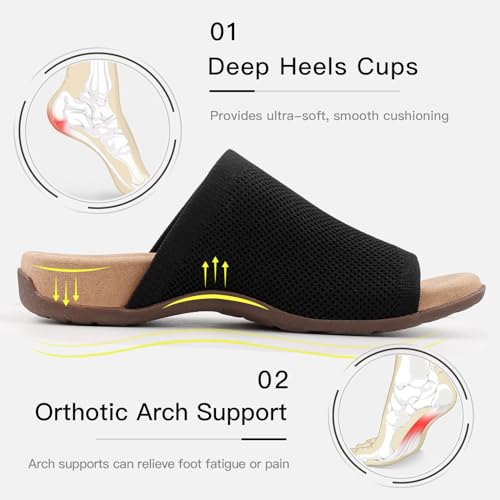 BCSTUDIO Women Comfort Orthopedic Knit Flip Flop Sandals with Arch Support2