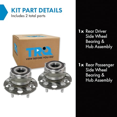 Image of TRQ Rear Left and Right Wheel Bearing and Hub Assembly Set 2 Piece Compatible with 2010-2011 Honda Accord Crosstour AWD 2012-2015 Crosstour AWD