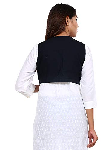 Image of Craft Trade Women's Cotton Embroidered Kutchi Jacket with Tassels Sleeveless Mirror Work